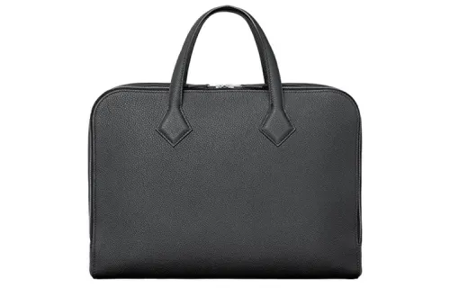 HERMES Victoria Light Togo Calfskin Business Handbag Men's 89 Noir Black
