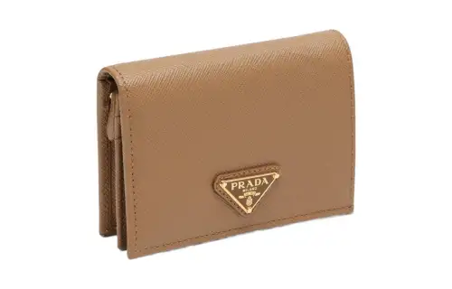 PRADA Saffiano Leather Wallet Small Women's Umber