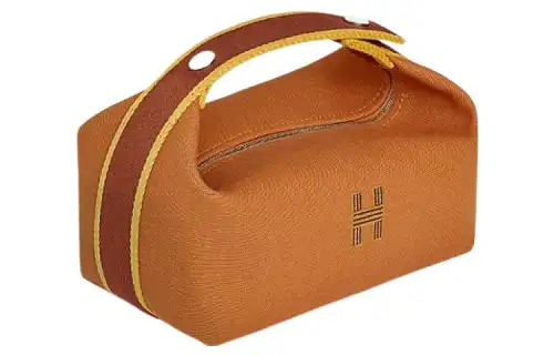 HERMES Bride a Brac Travel Cotton Storage Bag, Toiletry Bag Small Unisex 06 Dore Gilded Gold