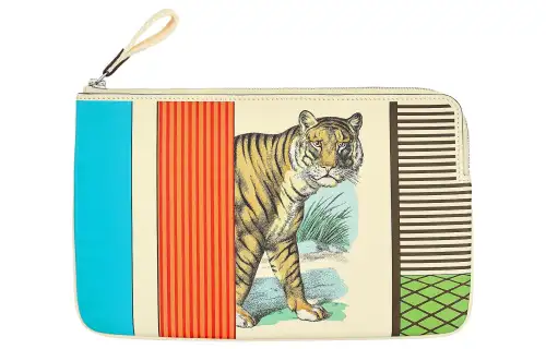 HERMES Carre Pocket Swift Calfskin Wallet Coin Purse, Clutch Women's Gray White