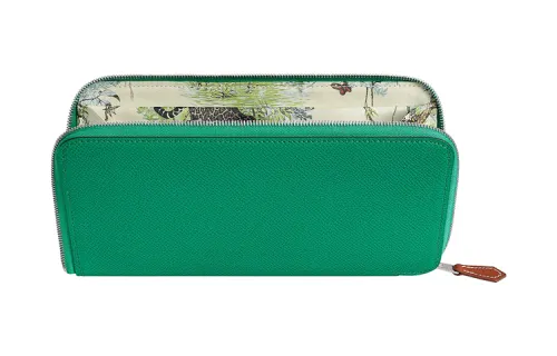 HERMES Silk'In Epsom Calfskin Wallet Women's Jade Green