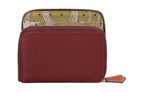HERMES Silk'In Epsom Leather Wallet Women's Hermes Red