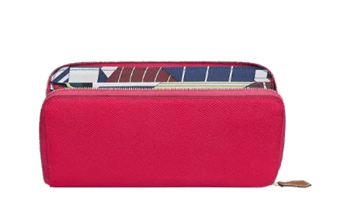 HERMES Silk'In Epsom And Barenia Calfskin Wallet Women's Bordeaux Red