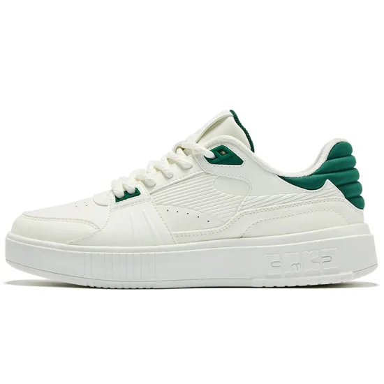 Erke Skateboard Shoes Women's Low-Top Ivory Deep Swamp Color