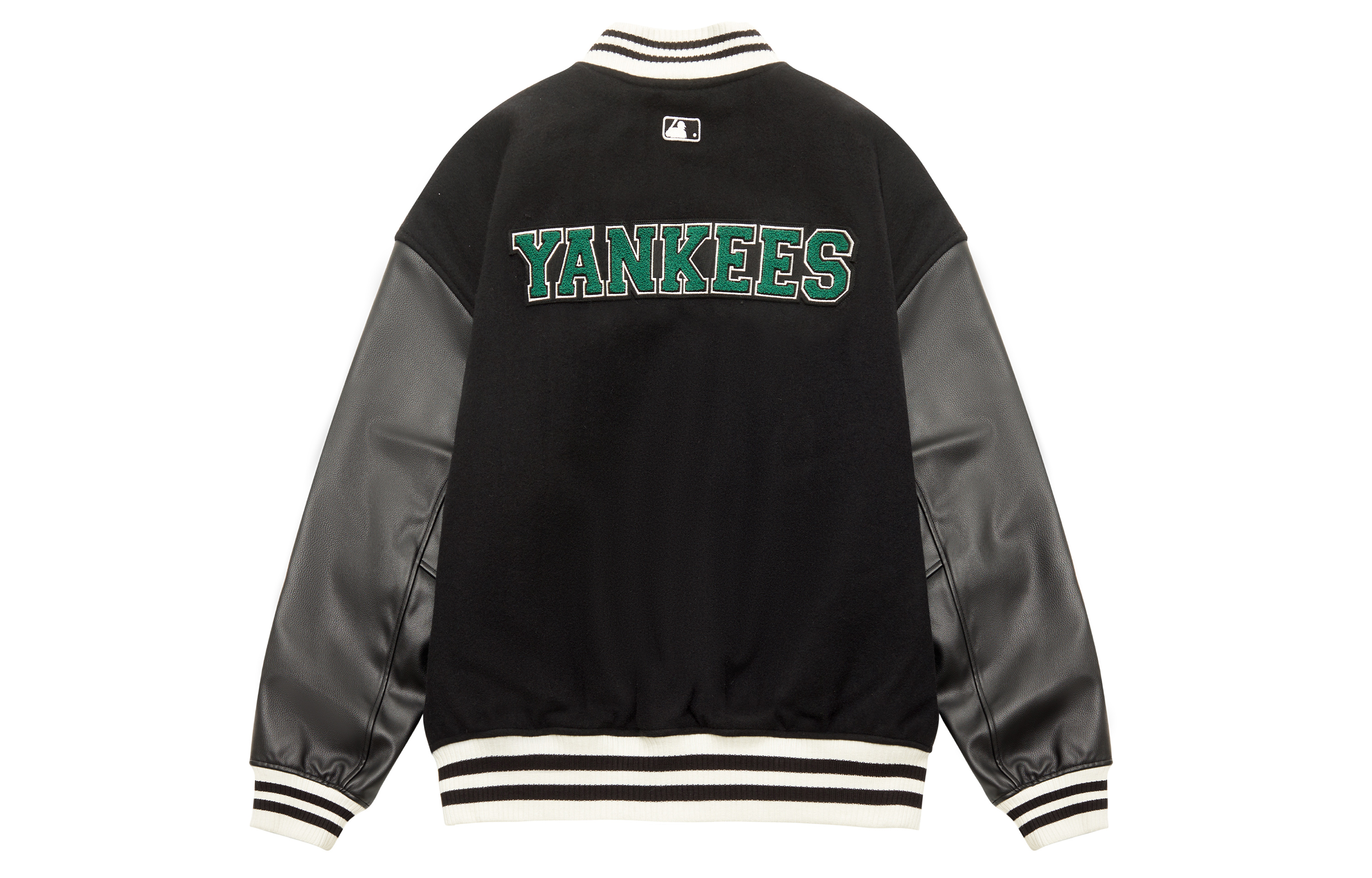 MLB New York Yankees color-block letter print single-breasted baseball jacket unisex black