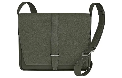 HERMES Steve Light Junior Silver Tone Buckle Togo Calfskin Messenger Bag, Shoulder Bag, Crossbody Bag Men's