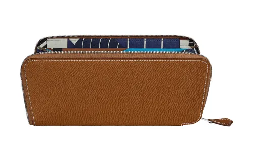 HERMES Silk'In Epsom With Barenia Calfskin Card Holder, Coin Purse, Long Wallet Women's Gold