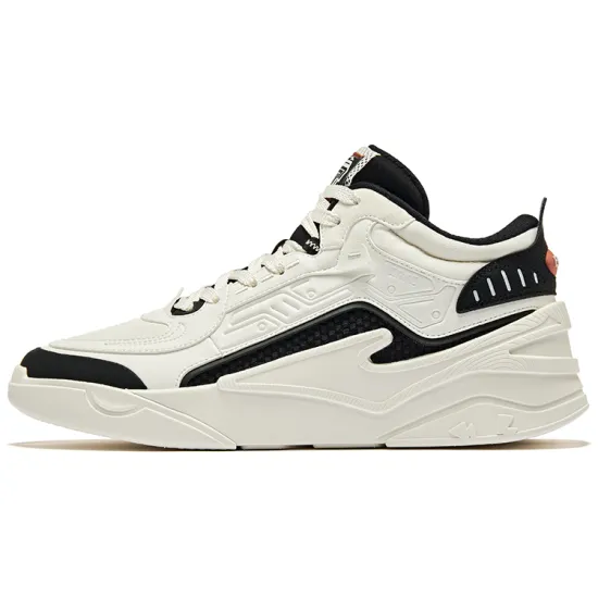 Erke Skateboard Shoes Men High-Top Microcrystal White/Jet Black