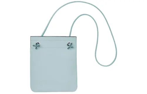 HERMES Aline Silver Tone Buckle Milo Lambskin With Swift Leather Crossbody Bag, Shoulder Bag Mini Women's Blue