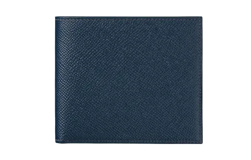 HERMES Epsom Calfskin Short Wallet Men's Blue & Red