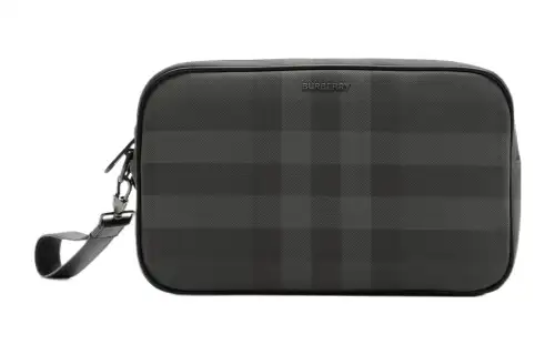 Burberry Artificial Leather With Cotton Storage Bag Men's Charcoal Gray