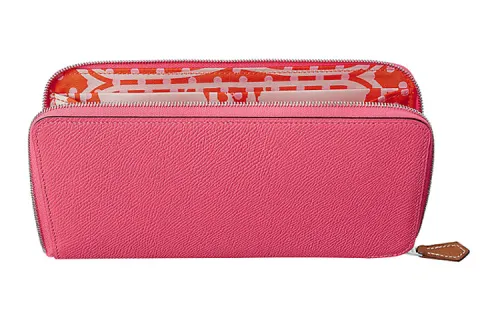 HERMES Silk'In Epsom With Barenia Calfskin Wallet Women's Multicolor