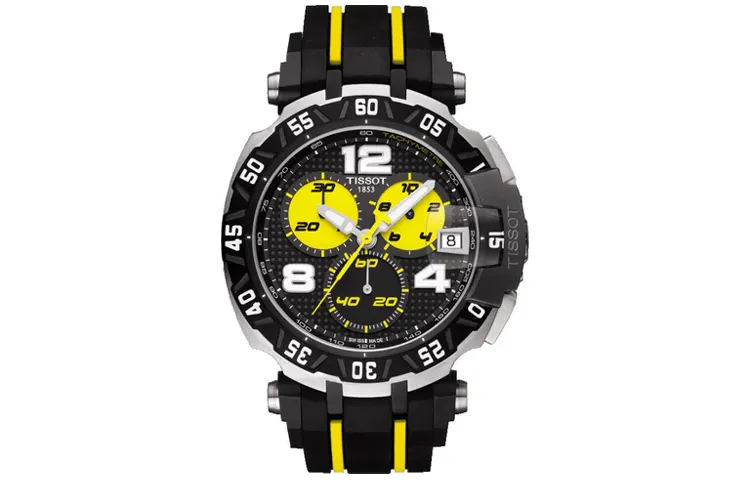 TISSOT Quartz Movement 100m Waterproof Men's Watches Watch 45mm Black Dial Steel Watch Case Rubber Strap