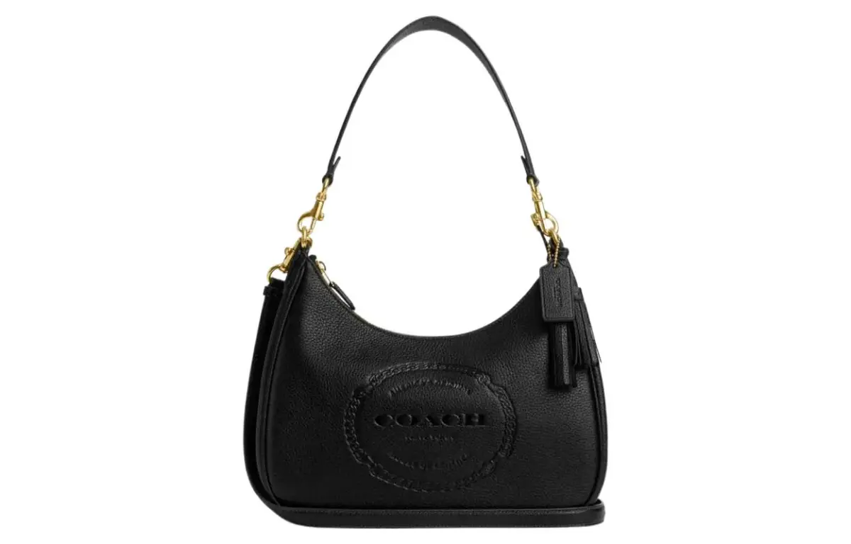 COACH Teri Cow Leather Shoulder Bag, Crossbody Bag Large Women's Black