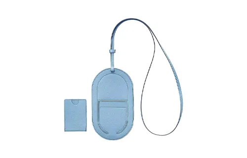 HERMES In The Loop Chamkila Goat Skin Pig Nose Clutch Cell Phone Pouch Large Women's Dark Blue