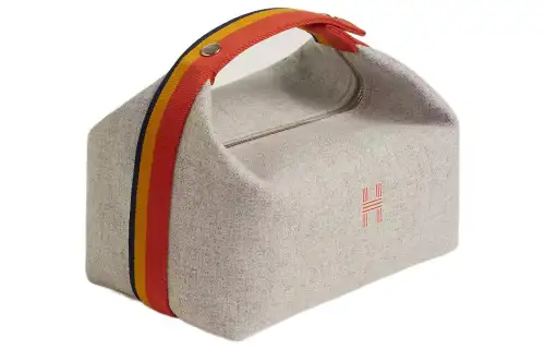 HERMES Bride a Brac Wool Travel Storage Bag Handbag, Toiletry Bag Large Women's Gray