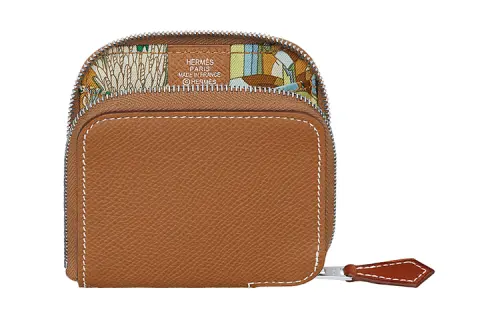 HERMES Silk'In Epsom Calfskin Coin Purse Women's Brown