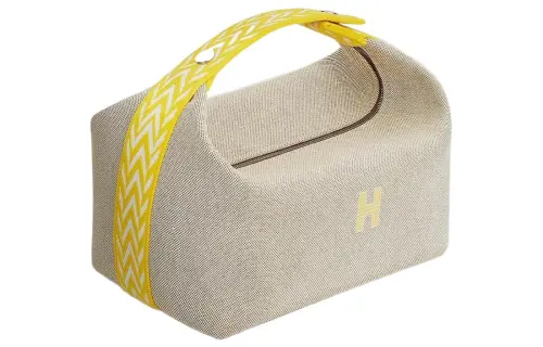 HERMES Bride a Brac Canvas Toiletry Bag Large Unisex Lemon