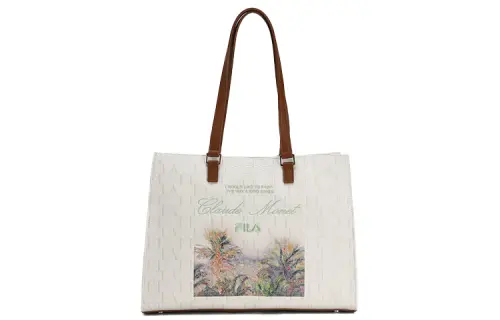 FILA Patterned Print Fabric Tote Bag, Shopping Bag, Handbag Extra Small Women's Cloud White