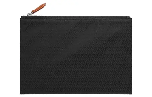 HERMES Silky Pocket Cow Leather Makeup Bag Women's Black