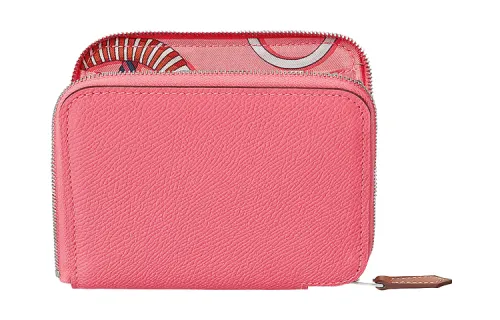 HERMES Silk'In Epsom Calfskin Wallet Women's Azalea Multicolor