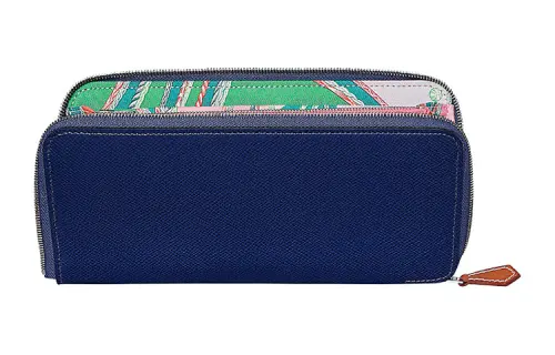 HERMES Silk'In Epsom With Barenia Calfskin Wallet Women's Multicolor