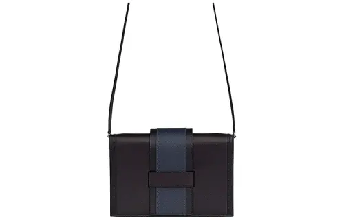 HERMES Evercolor Calfskin Shoulder Bag, Crossbody Bag Women's Indigo Blue & Black