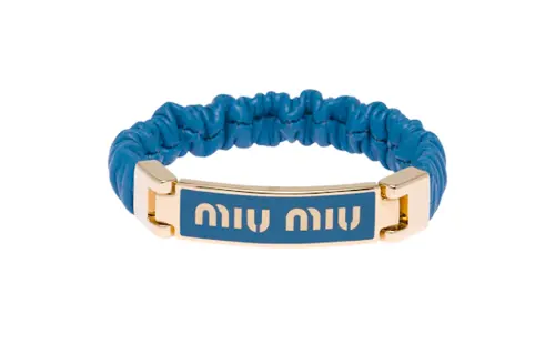 MIU MIU Leather Wristbands Women's Blue