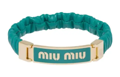 MIU MIU Leather Wristbands Women's Peacock Blue