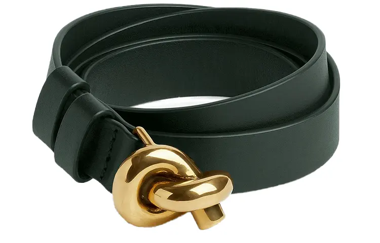 Bottega Veneta Calfskin Leather Belts Women's Green Width 2cm