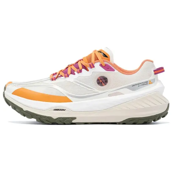 LiNing Dilu Cushioned Slip Resistant Low Top Trail Running Shoes Men's White Orange