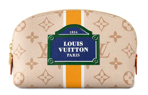 LOUIS VUITTON Canvas With Leather Trim Canvas Bag Clutch, Toiletry Bag, Makeup Bag Small Men's Light Brown