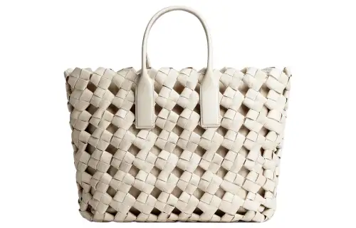 Bottega Veneta Cotton With Lambskin Tote Bag, Shopping Bag, Shoulder Bag, Crossbody Bag, Handbag Large Women's Gypsum