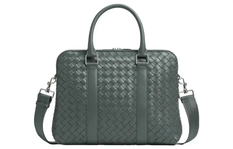 Bottega Veneta Cow Leather With Fabric Briefcase, Handbag, Shoulder Bag, Crossbody Bag Small Men's Slate