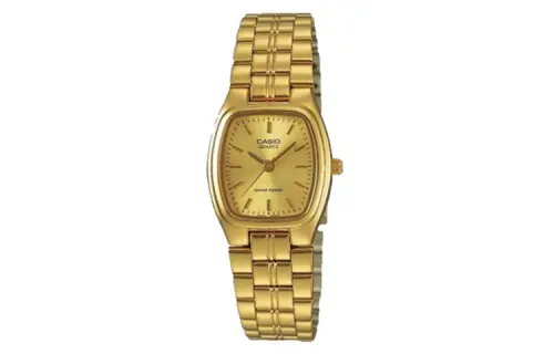 CASIO Casio, golden retro fashionable square quartz gold watch stainless steel, watch strap, women's watch, dial, simple and elegant design, quartz mechanism, Japanese and Korean