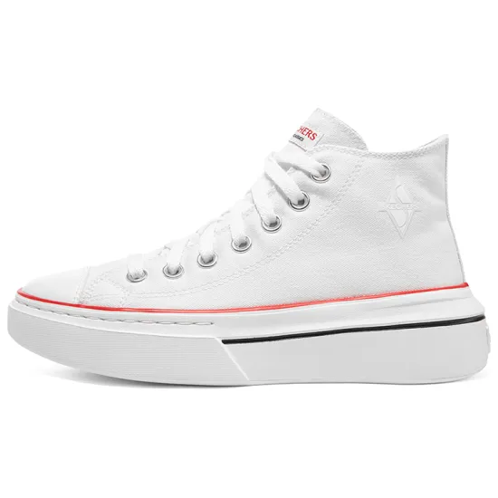 Skechers Court Classics Anti-Slip Wear-Resistant High-Top Canvas Shoes Women's White