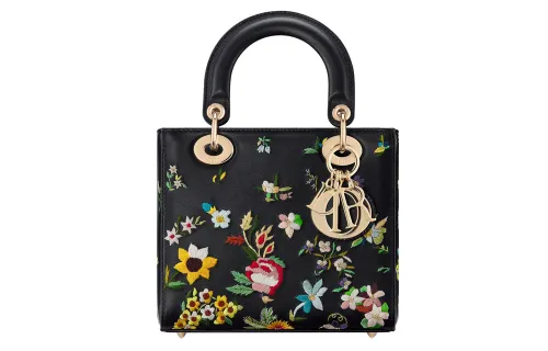 DIOR Lady Dior Calfskin Handbag, Shoulder Bag, Crossbody Bag, Handbag Small Women's Black/Multicolor