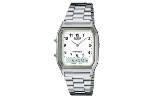 CASIO Casio, classic universal quartz bracelet, watch strap stainless steel, men's watch, white dial, quartz mechanism, Japanese and Korean