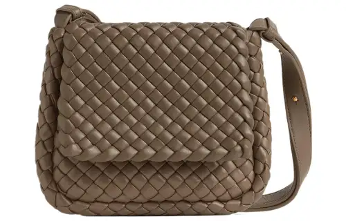 Bottega Veneta Sheepskin Crossbody Bag, Shoulder Bag Women's Taupe Gray