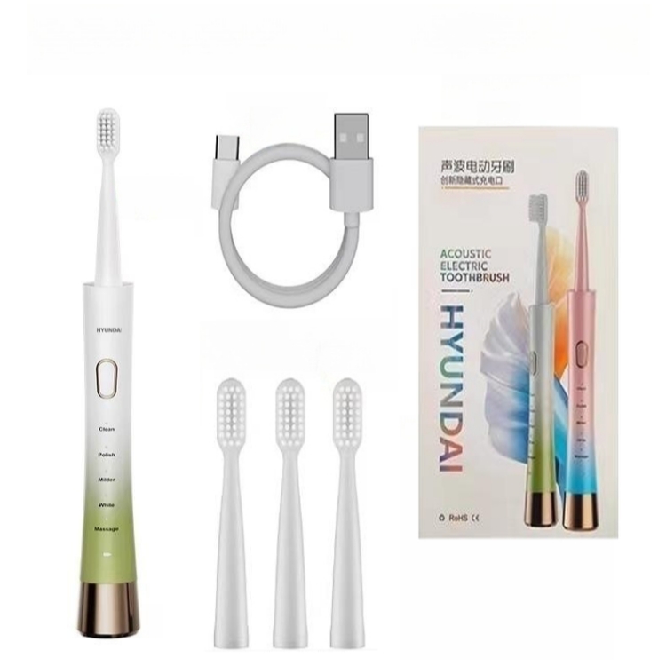 HYUNDAI Electric Toothbrush Small Waist Gradient Color High Frequency Sound Wave Couple Type Type-C Charging XM-808