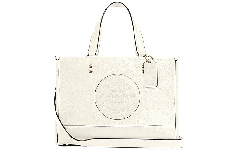 COACH Dempsey Litchi Grain Leather Tote Bag, Shopping Bag, Shoulder Bag, Crossbody Bag, Handbag Large Women's White