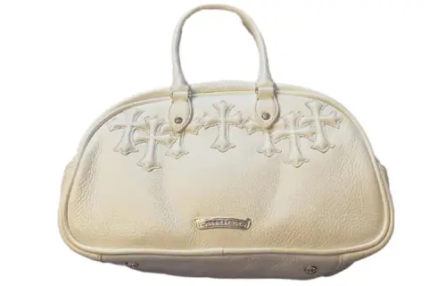 Chrome Hearts Leather Bowling Bag Handbag Small Women's Ecru