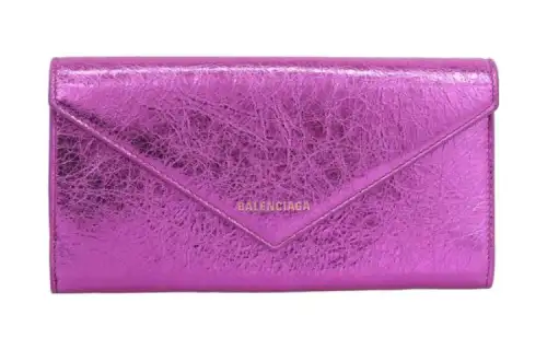 Balenciaga Leather Wallet Regular Women's Rose Purple Red