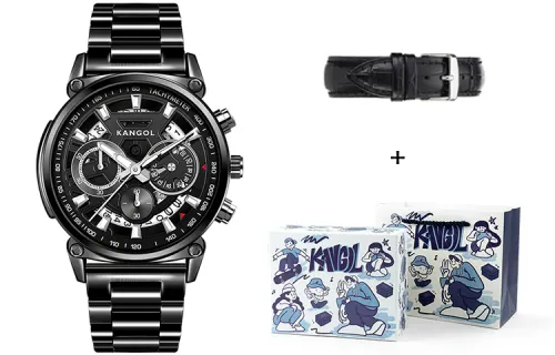 KANGOL Interstellar Series Quartz Movement Stainless Steel Watchband Watch Men's Watches Skeleton Dial