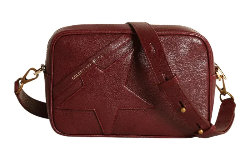 Golden Goose Goatskin Camera Bag, Shoulder Bag, Crossbody Bag Women's Burgundy