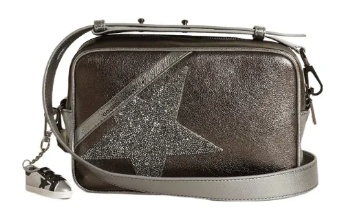 Golden Goose Sheepskin Camera Bag, Shoulder Bag, Crossbody Bag Women's Silver/Anthracite Gray