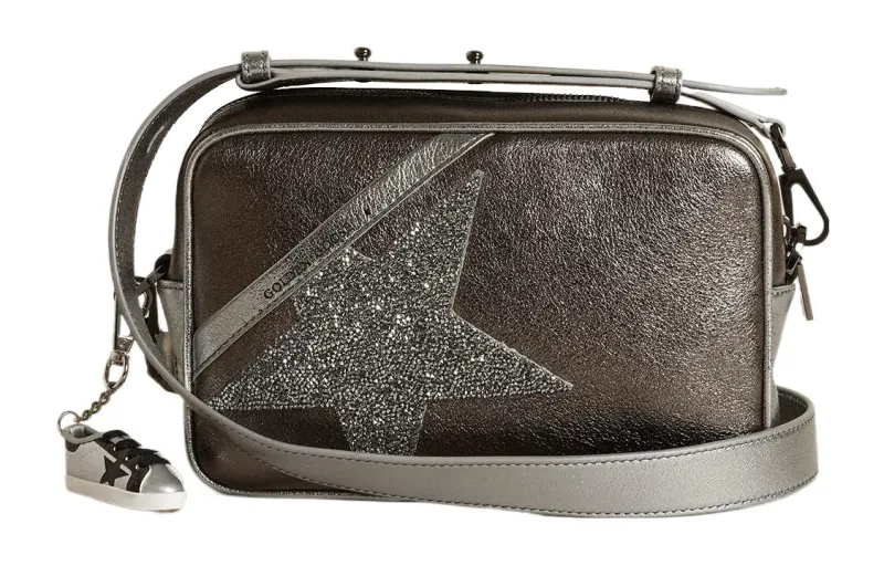 Golden Goose Sheepskin Camera Bag, Shoulder Bag, Crossbody Bag Women's Silver/Anthracite Gray