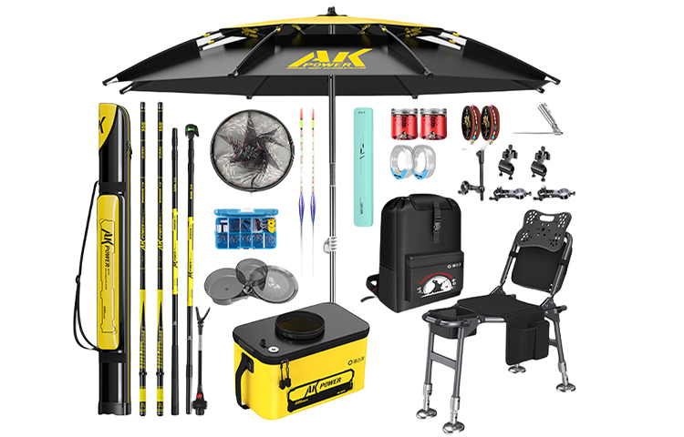 The source of fishing, a complete set of combined fishing gear sets, carbon table fishing rods, fishing equipment and fishing gear supplies, AK fishing rods, double rod version, 4.5+5.4 meters wild fishing set