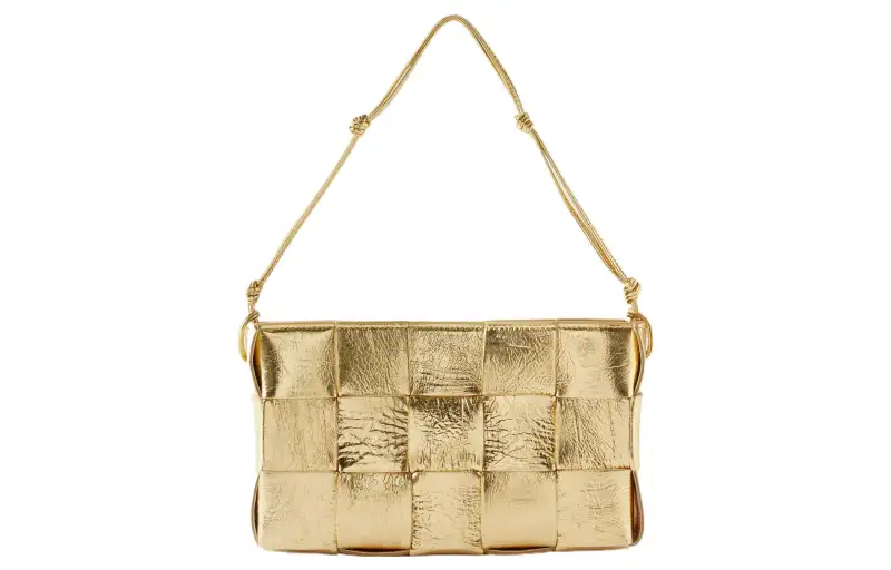Bottega Veneta CASSETTE Sheepskin One Shoulder Handbag Regular Women's Gold