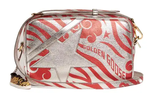 Golden Goose Sheepskin Camera Bag, Shoulder Bag, Crossbody Bag Women's Red & Silver